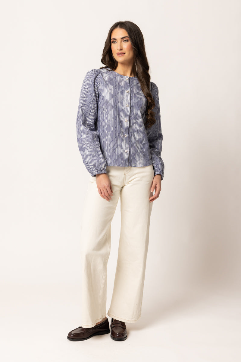 Eden Blouse - Ink Stripe