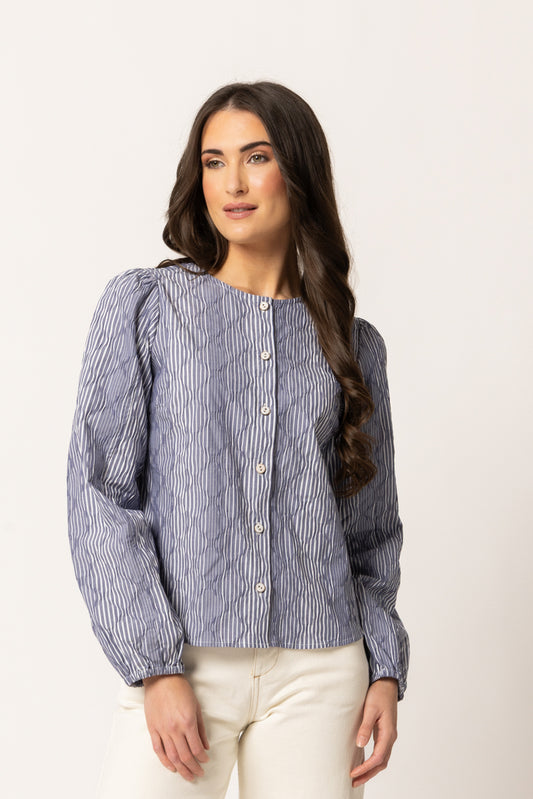 Eden Blouse - Ink Stripe