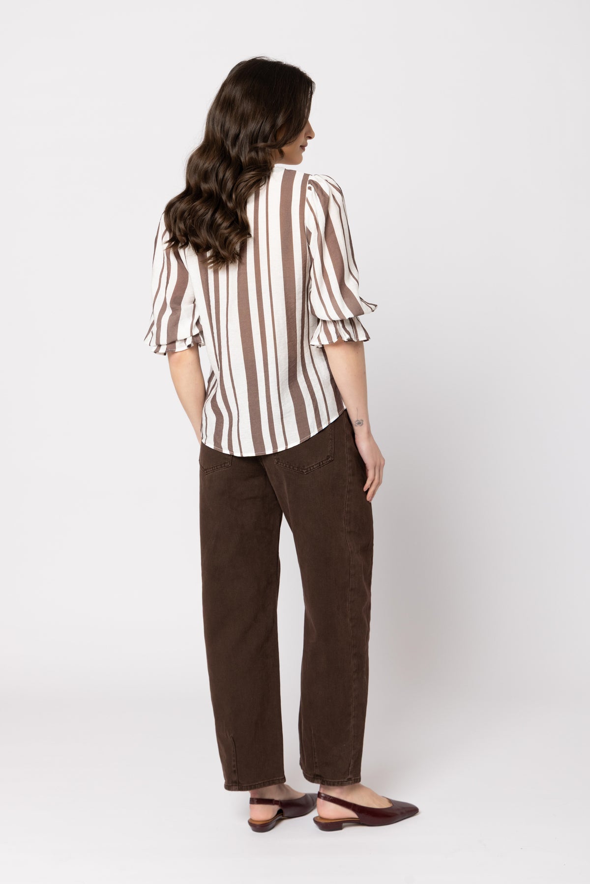 Bobbie Blouse - Walnut Stripe