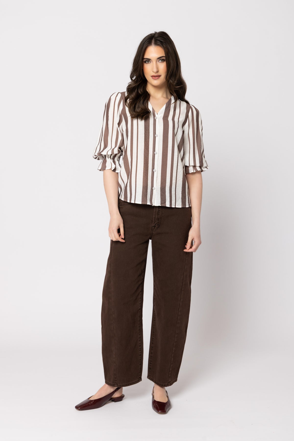 Bobbie Blouse - Walnut Stripe