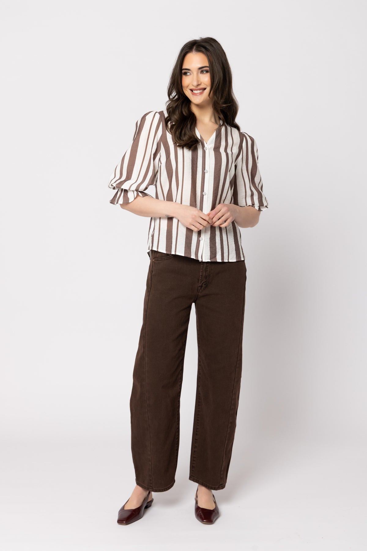 Bobbie Blouse - Walnut Stripe
