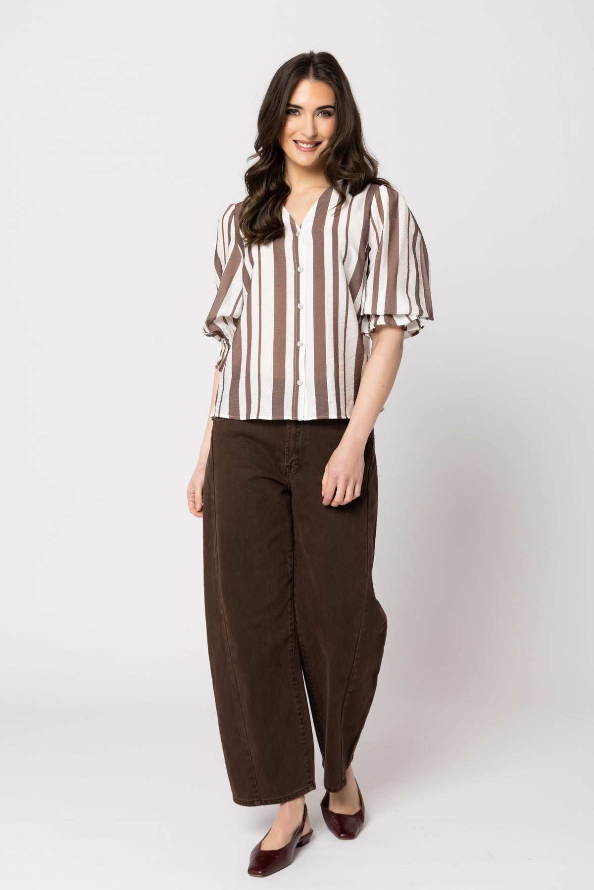 Bobbie Blouse - Walnut Stripe