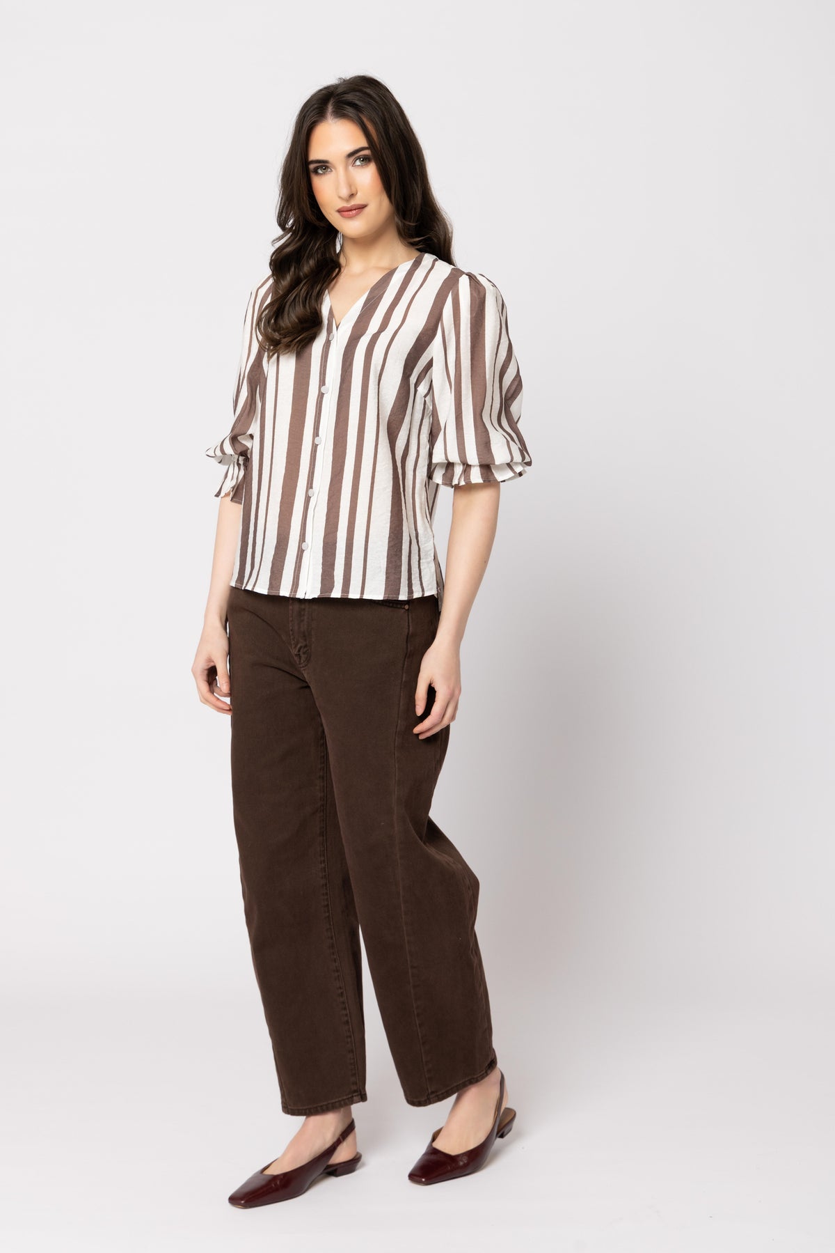 Bobbie Blouse - Walnut Stripe