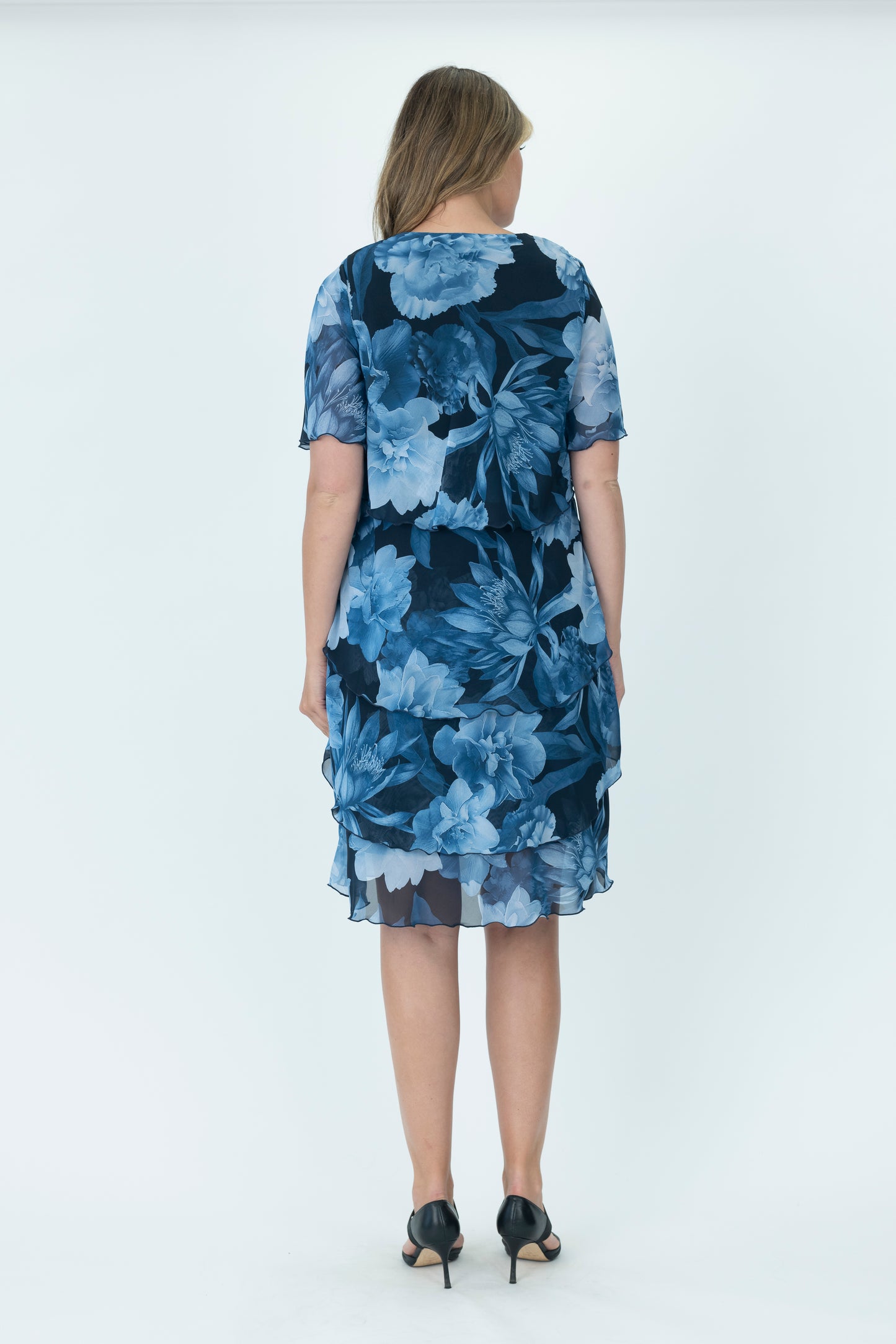 Chiffon Layered Dress - V2735A - Print 2