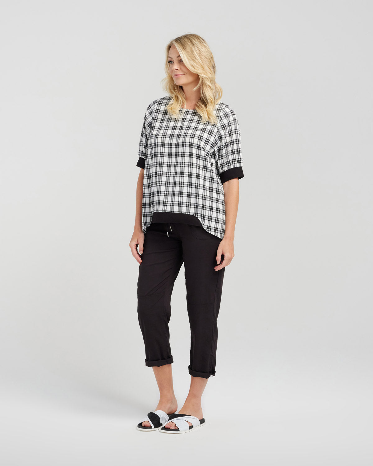 Zafina - Havana Top - Z1005-2 - Black Plaid