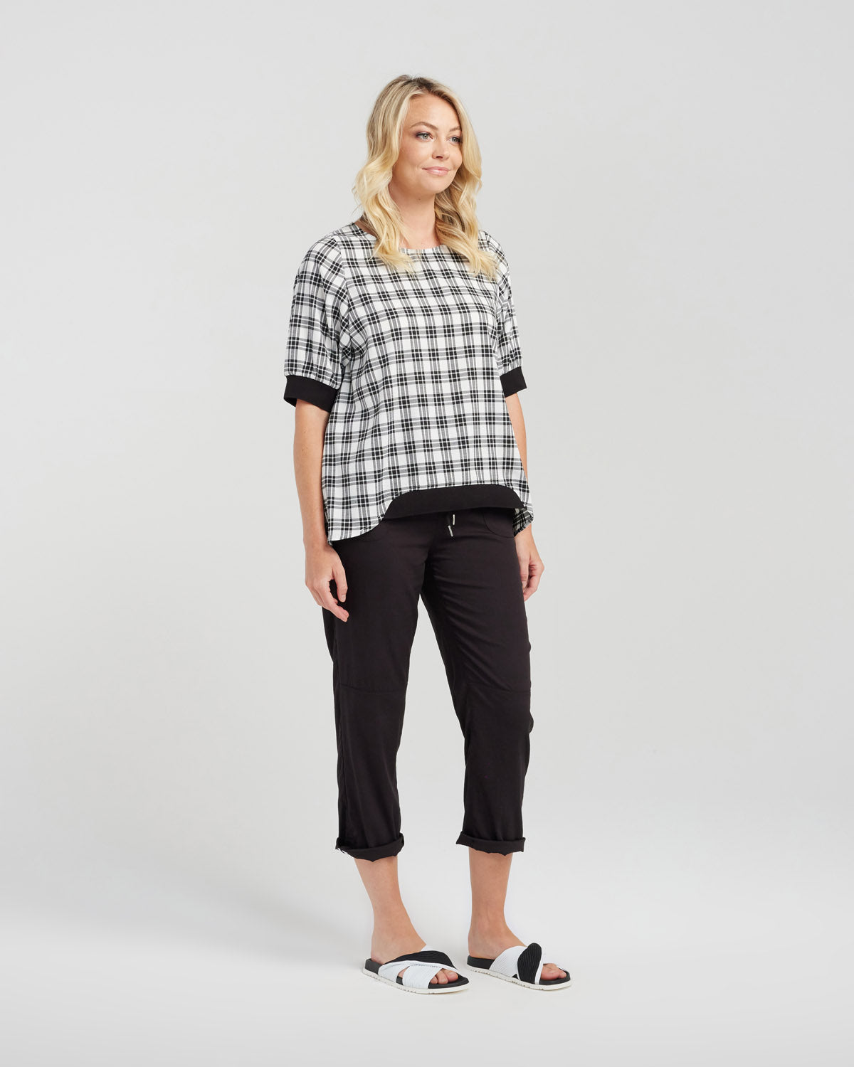 Zafina - Havana Top - Z1005-2 - Black Plaid