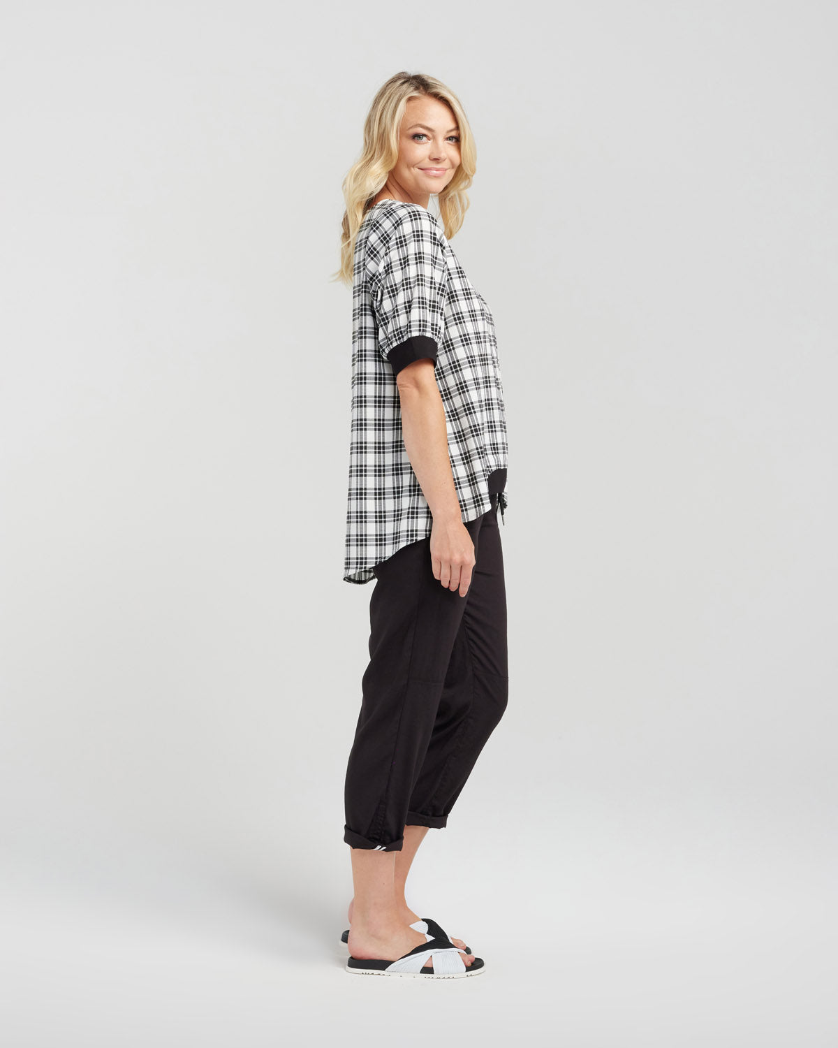 Zafina - Havana Top - Z1005-2 - Black Plaid