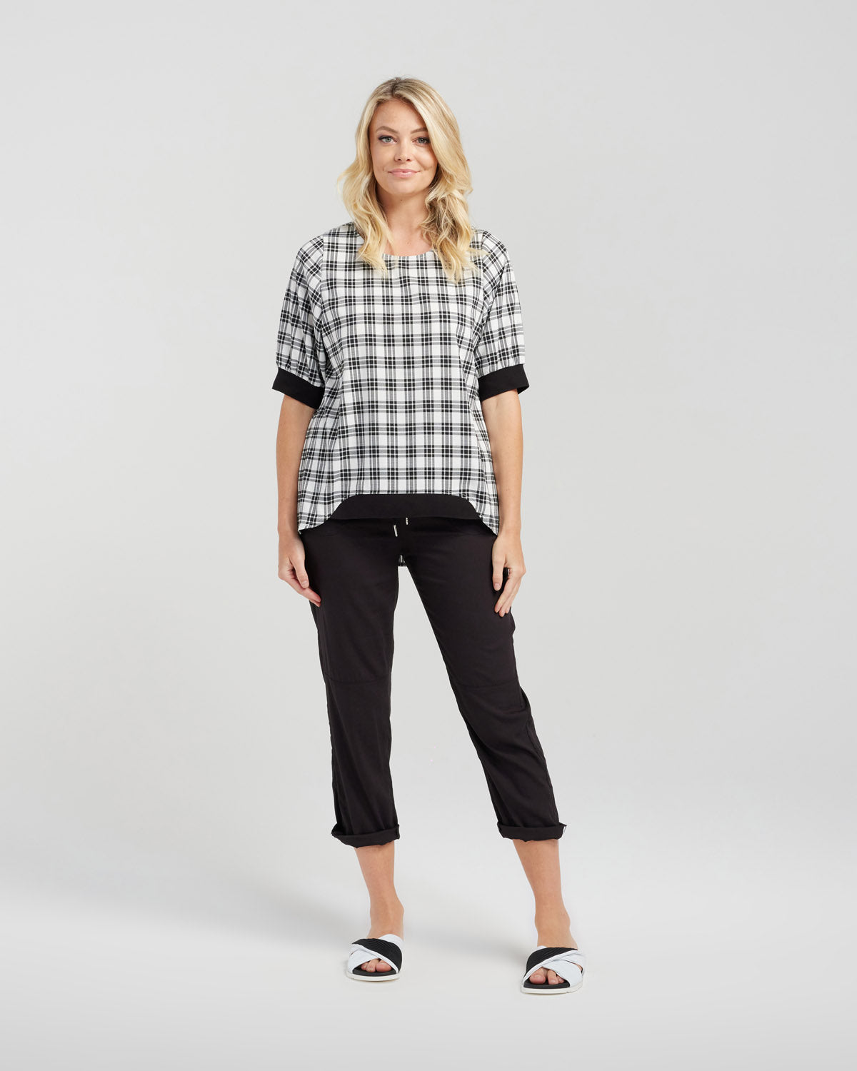 Zafina - Havana Top - Z1005-2 - Black Plaid