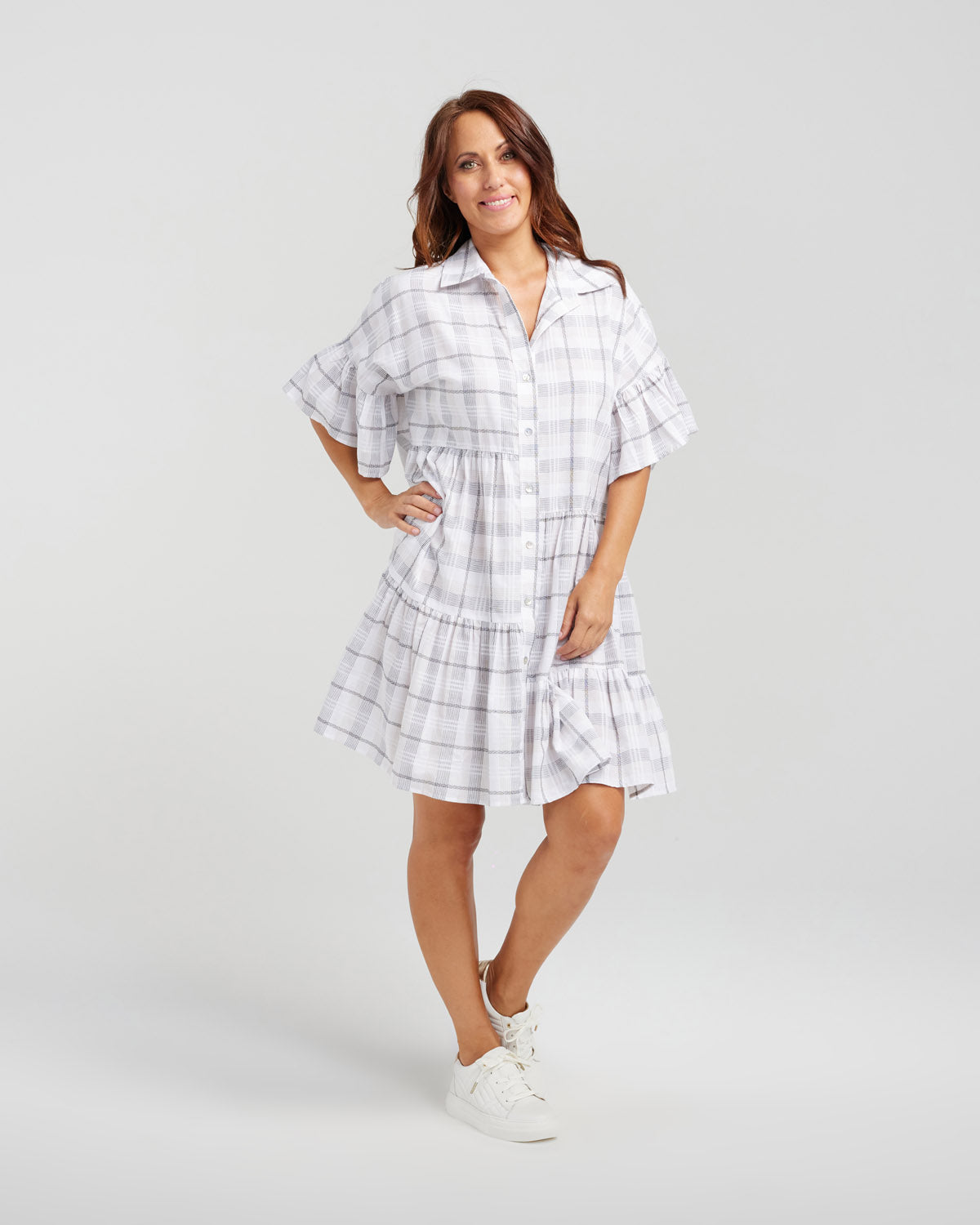 Zafina - Keira Dress - Z1044-1 - Oat Plaid