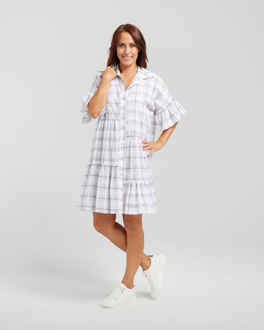 Zafina - Keira Dress - Z1044-1 - Oat Plaid