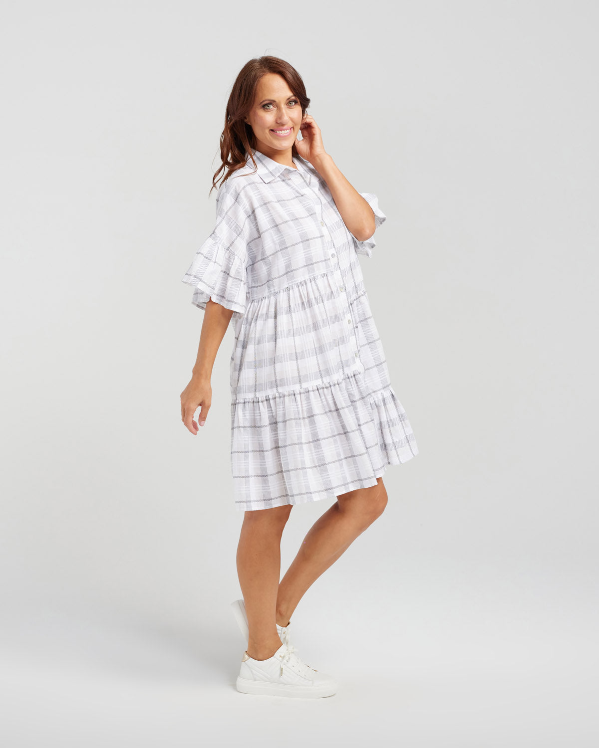 Zafina - Keira Dress - Z1044-1 - Oat Plaid