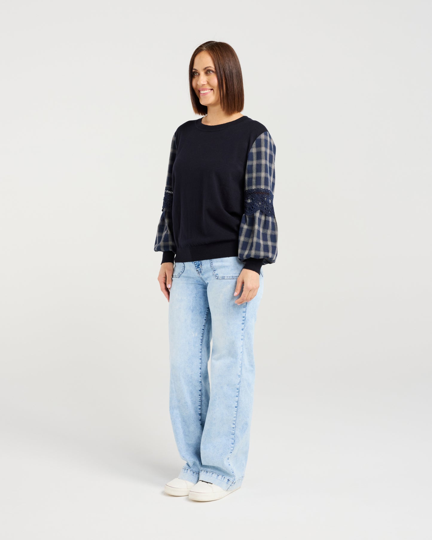 Lilith Top - Ink Check Lines