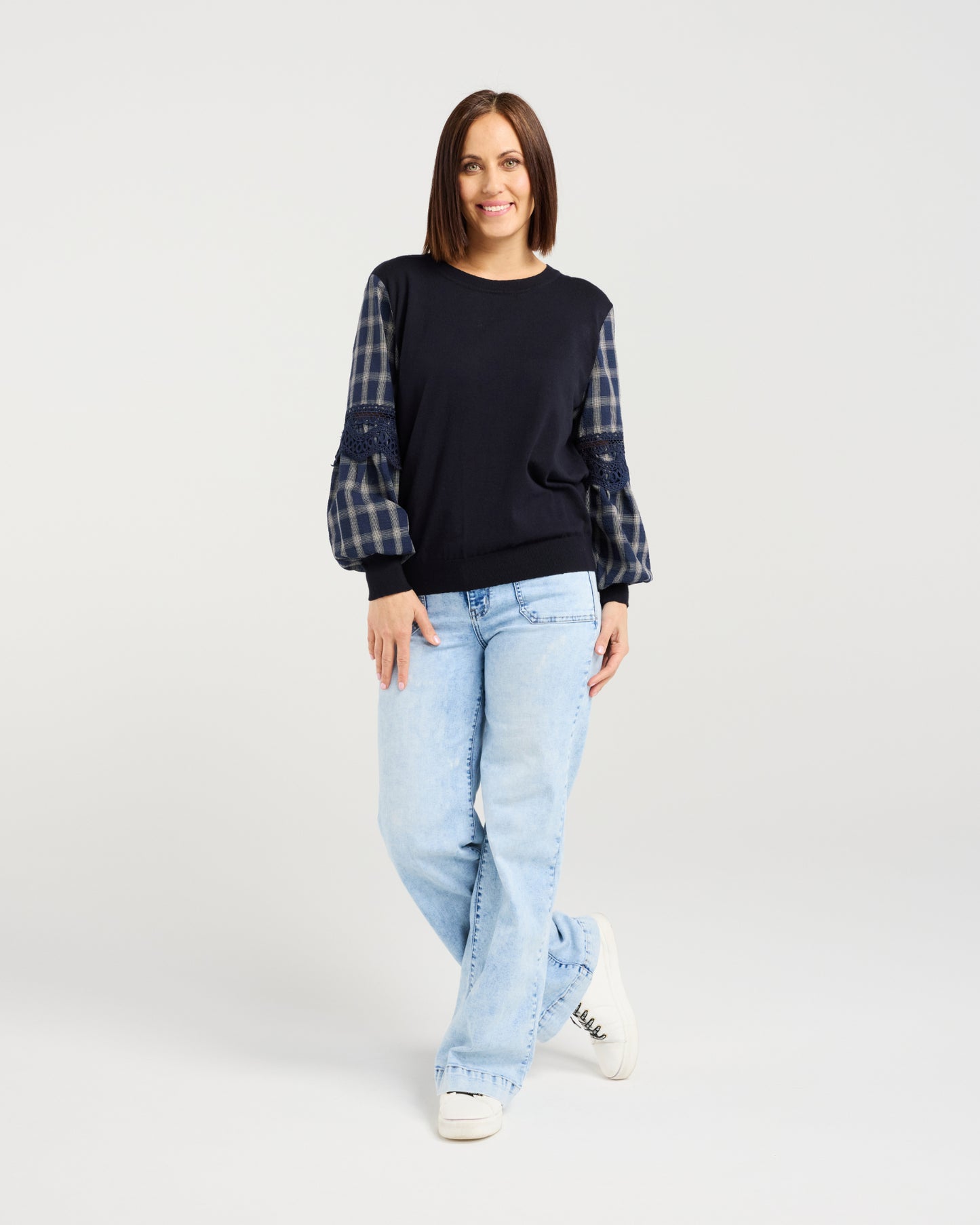 Lilith Top - Ink Check Lines