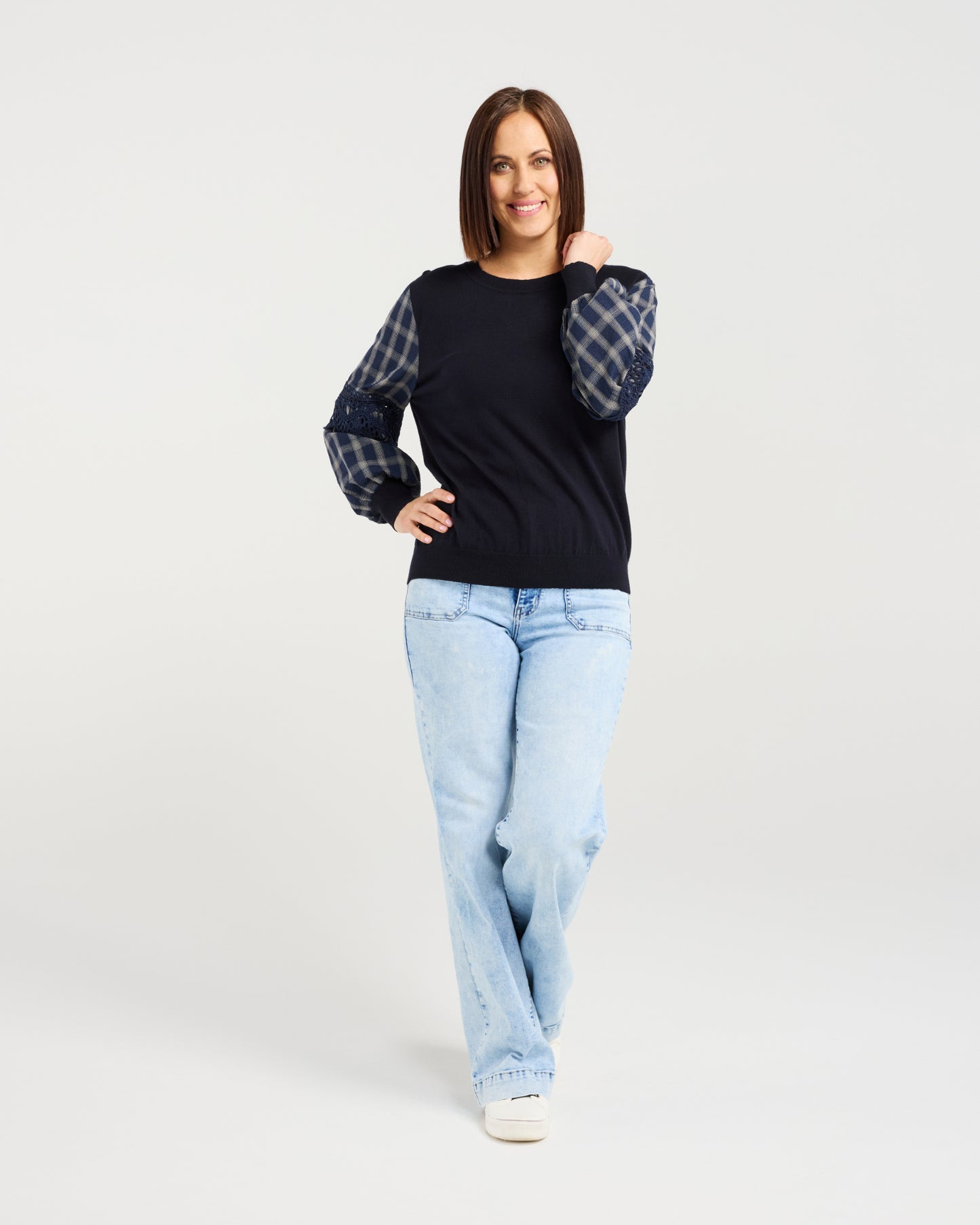 Lilith Top - Ink Check Lines