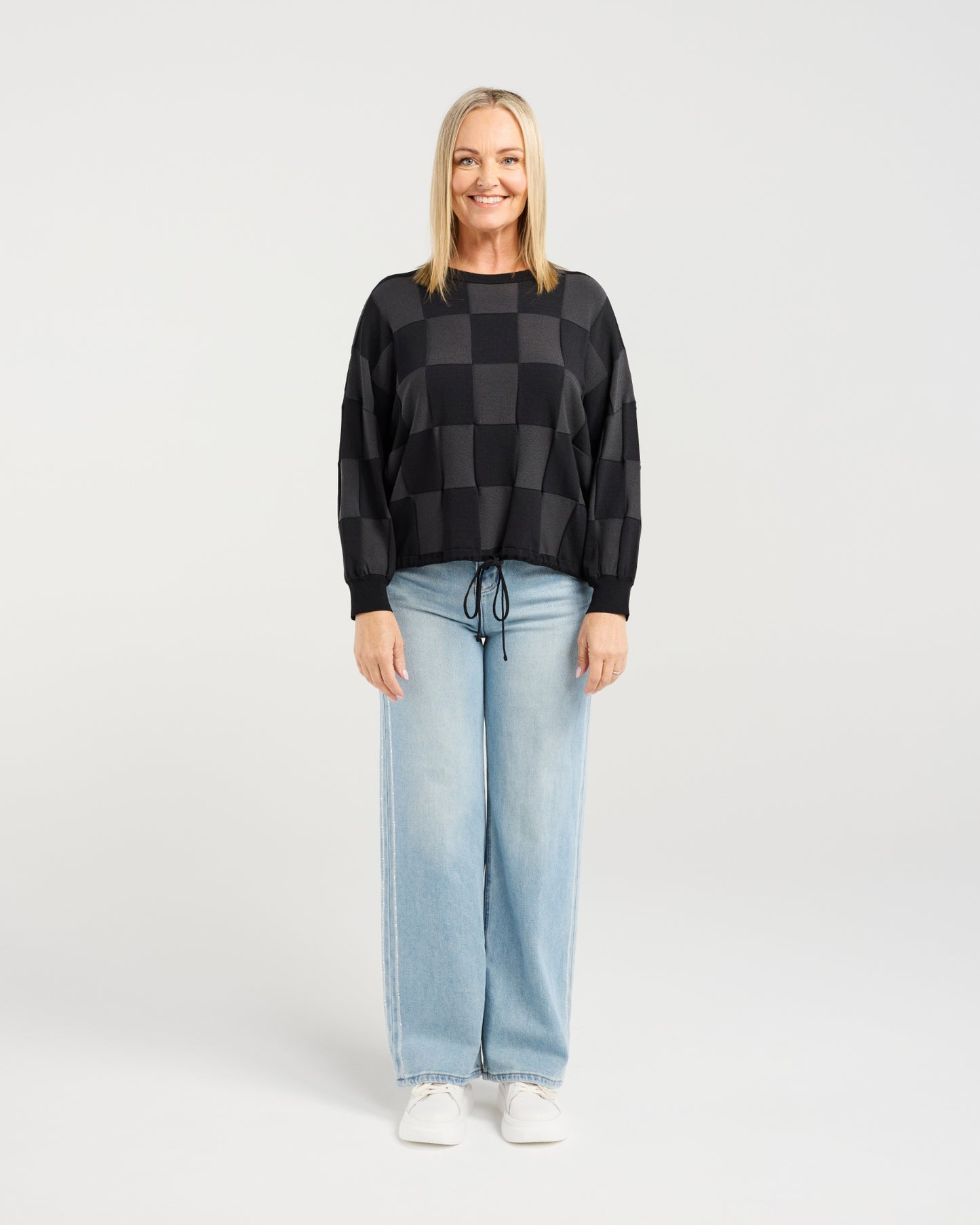 Amaris Knit - Grey Check