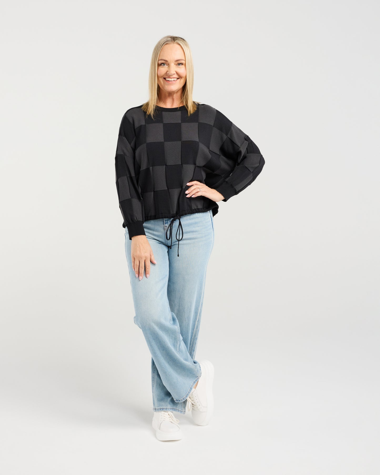 Amaris Knit - Grey Check