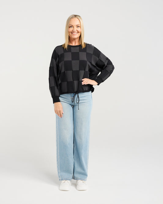 Amaris Knit - Grey Check