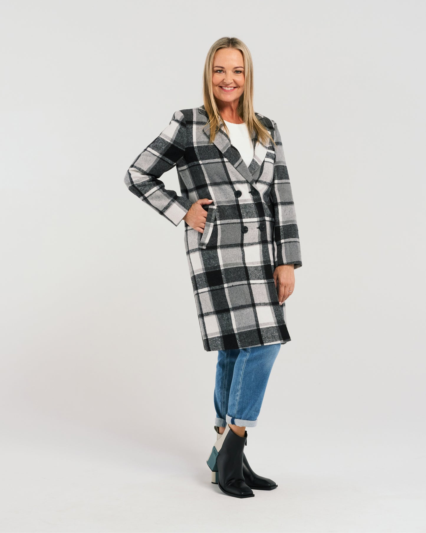 Felix Coat - ZJ2088-2 - Black Plaid (wool mix) - Due End Feb/Mar