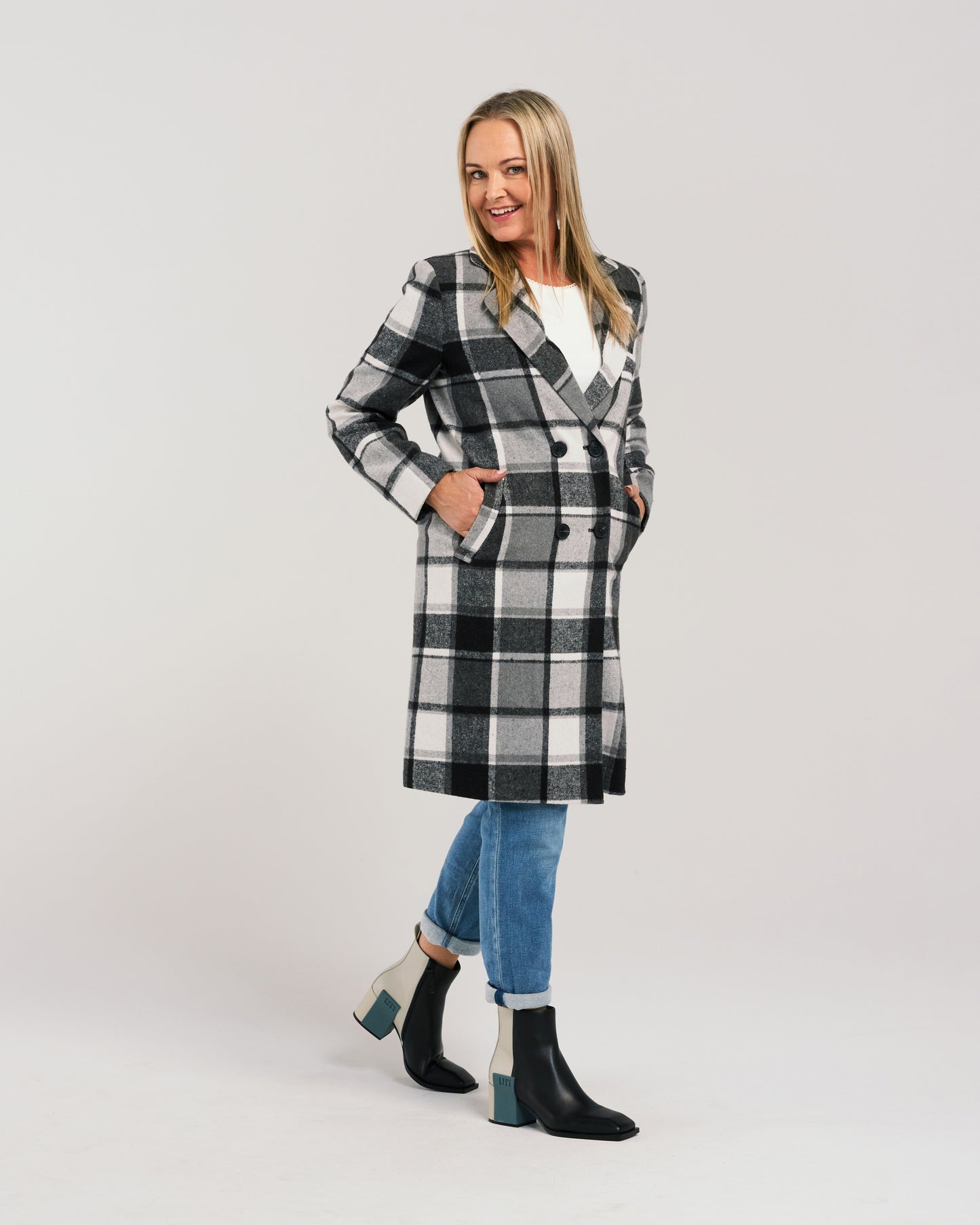 Felix Coat - ZJ2088-2 - Black Plaid (wool mix) - Due End Feb/Mar