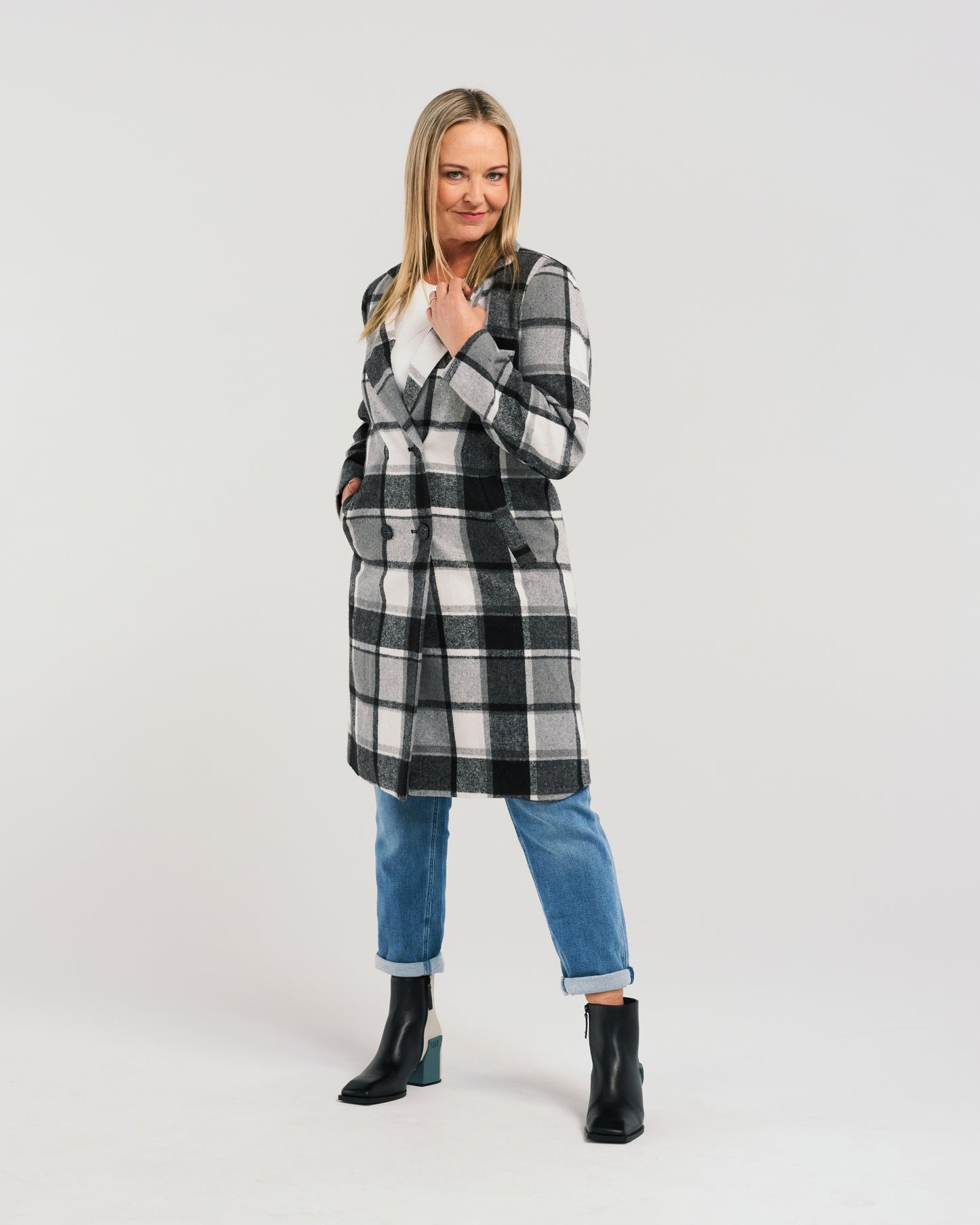 Felix Coat - ZJ2088-2 - Black Plaid (wool mix) - Due End Feb/Mar