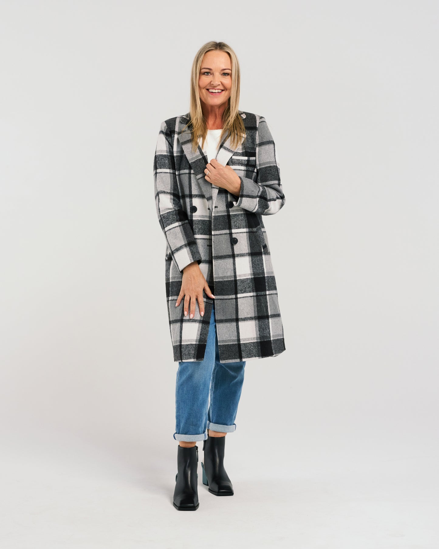 Felix Coat - ZJ2088-2 - Black Plaid (wool mix) - Due End Feb/Mar