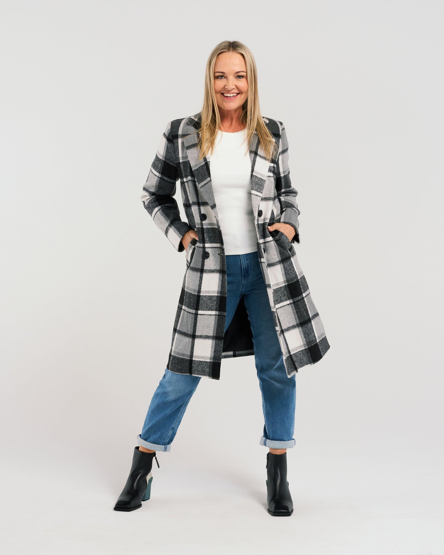 Felix Coat - ZJ2088-2 - Black Plaid (wool mix) - Due End Feb/Mar