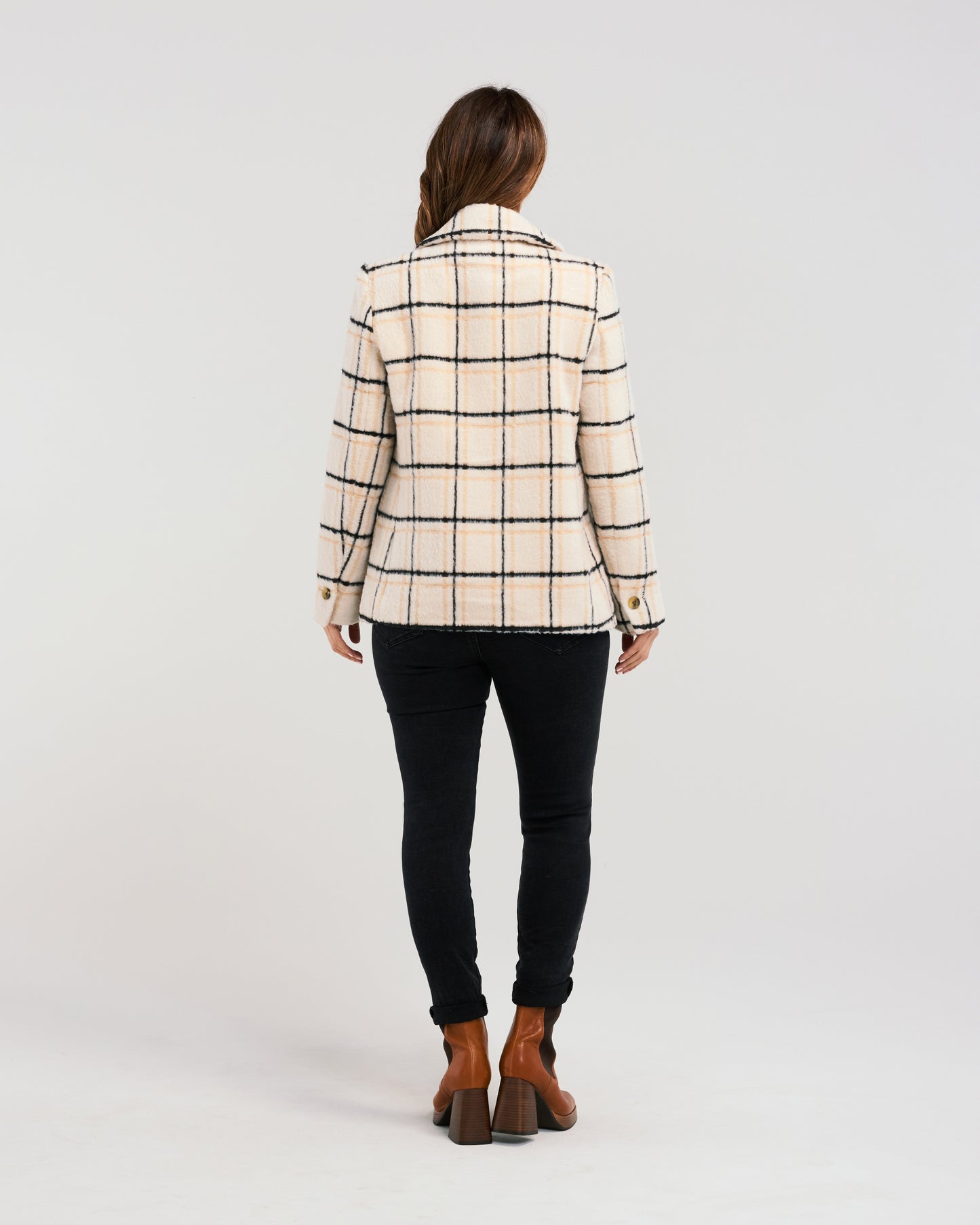 Veda Coat - ZJ2092-2 - Beige Plaid - Due End Feb/Mar