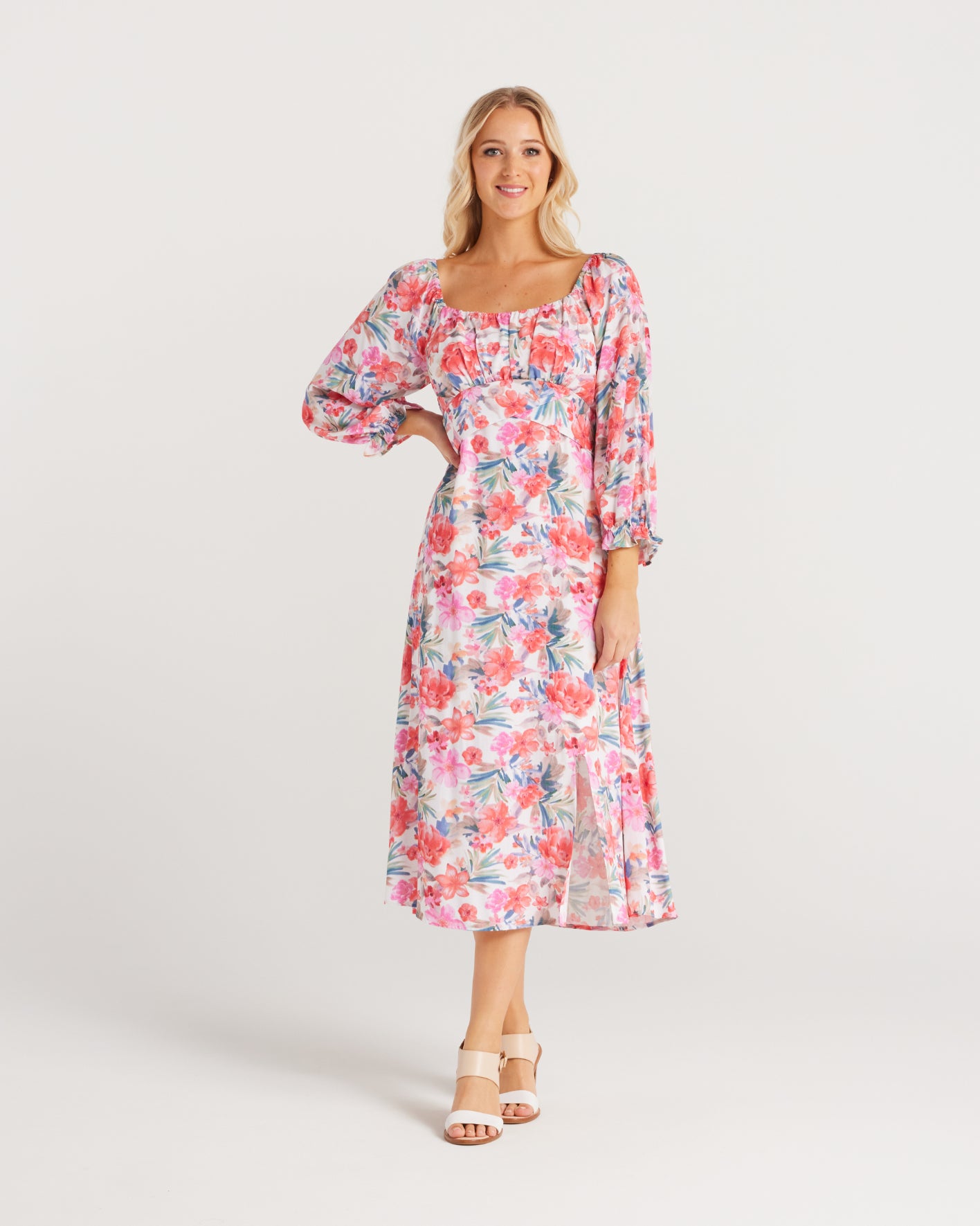 Zafina ZY8041-1 Daisy Dress Linen/Cotton WaterColour - Instore