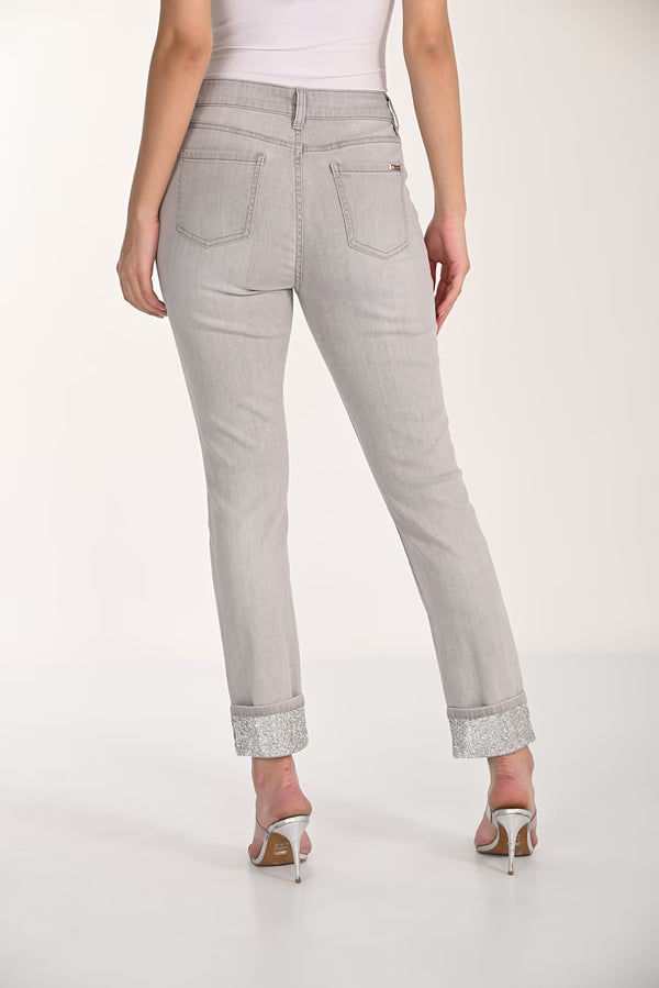 Light Grey Denim Ankle Grazer with trim