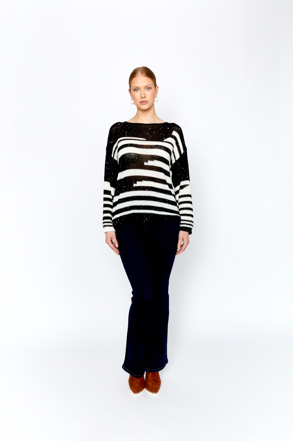 Frank Lyman - Striped Sequin Sweater - 243421