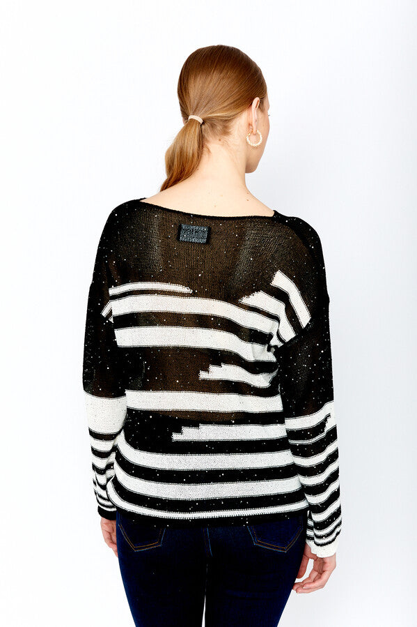 Frank Lyman - Striped Sequin Sweater - 243421