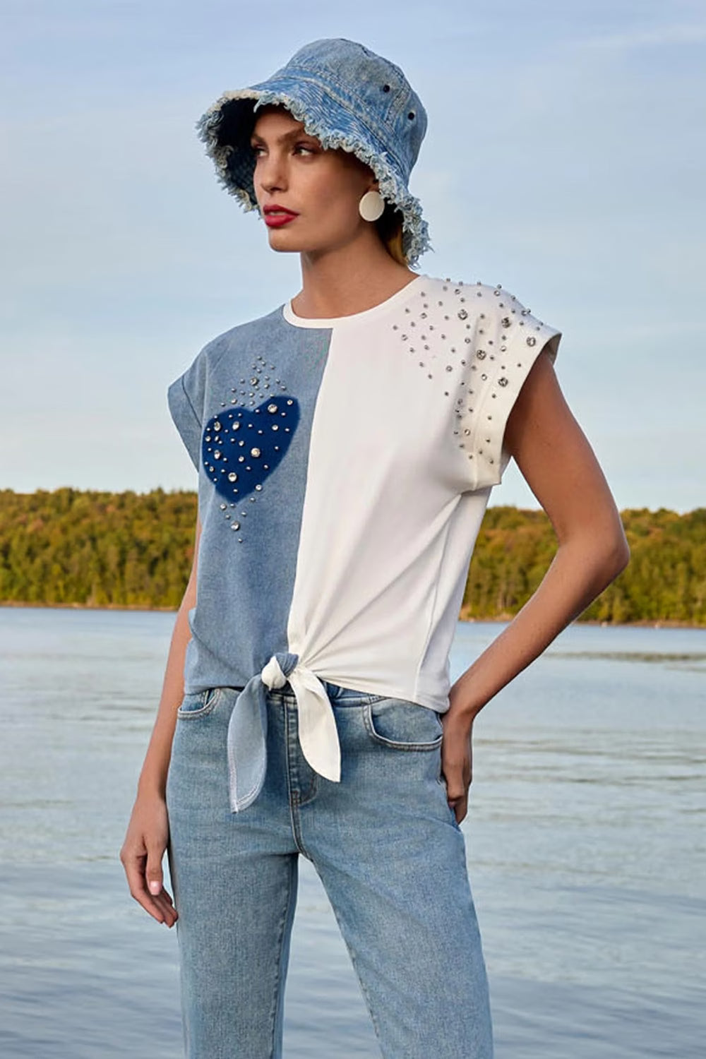 Knit Heart Top with tie