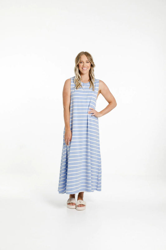 Home lee - Bella Dress - Cerulean Stripes - Blue/White - 50% Off