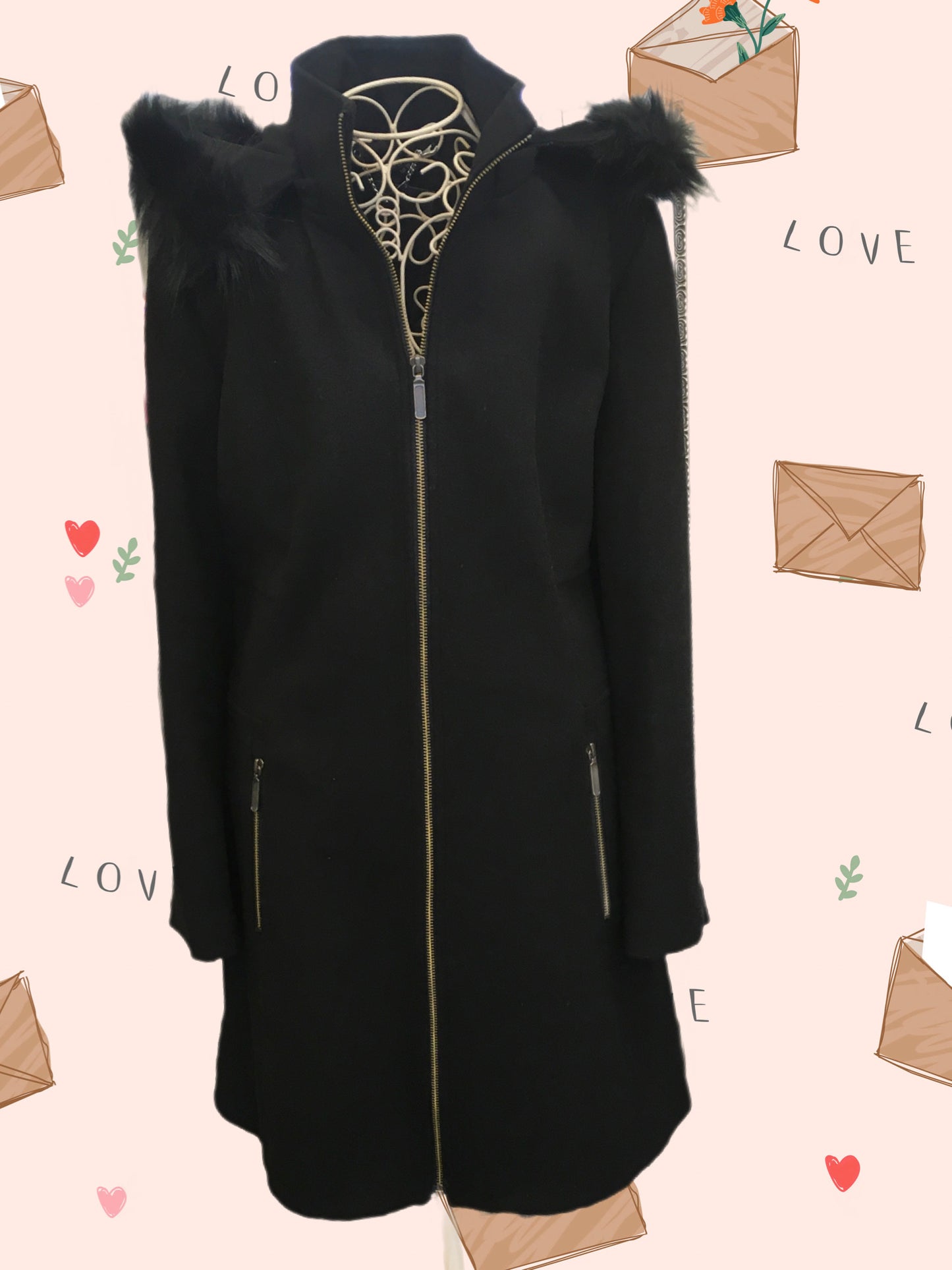 Sabena - Skirt Hem Wool. - BLACK  Blend Coat - S127-3 - Black 1 x 16 left