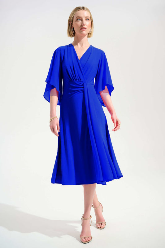 Fit & Flare Dress with Chiffon Draped Sash