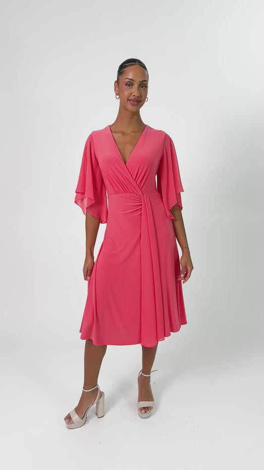 Fit & Flare Dress with Chiffon Draped Sash