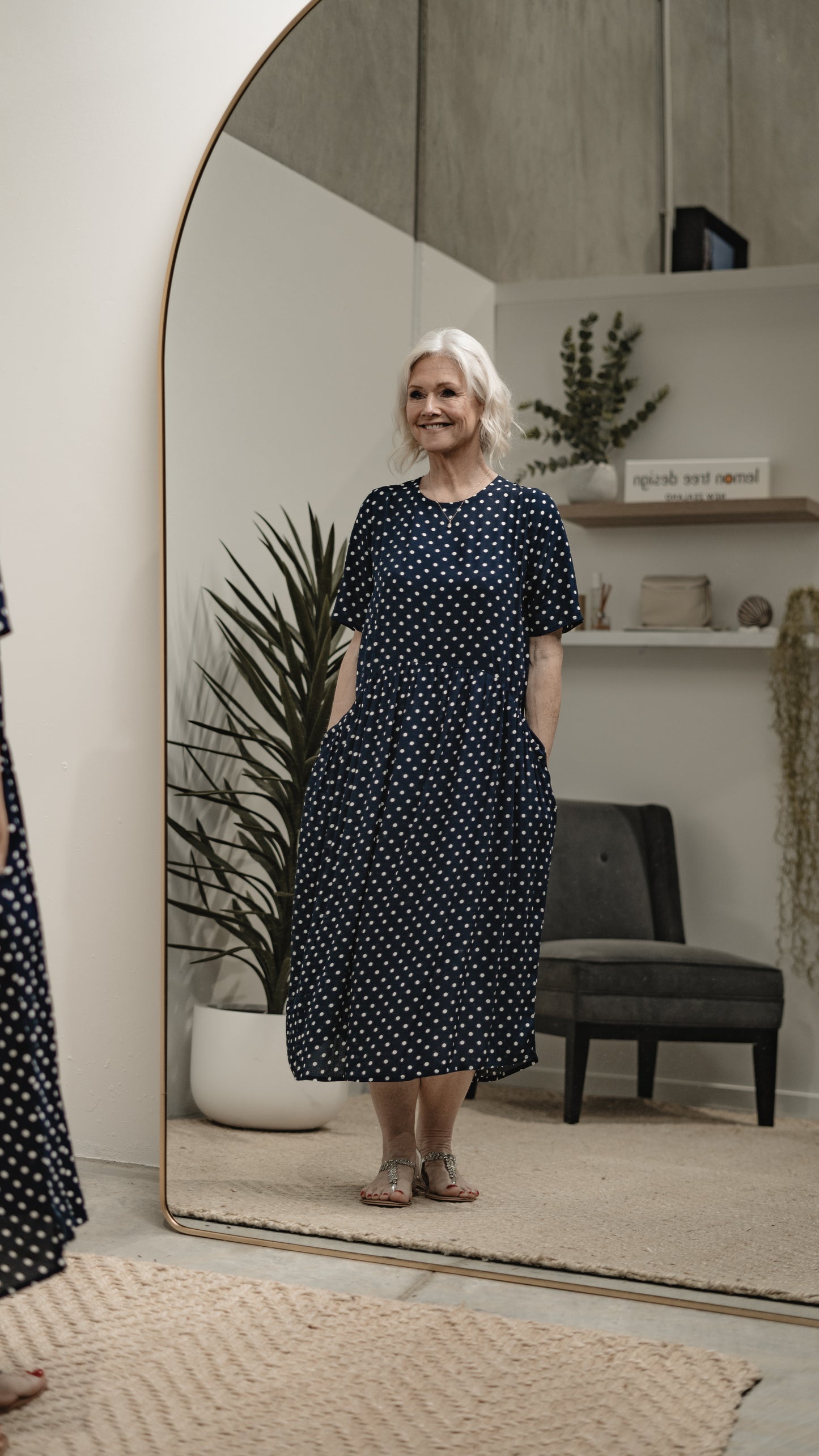 Lemon Tree - Monroe Dress - LT933 -  Navy Polka Dot