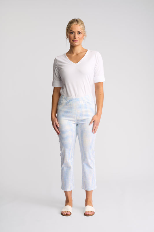 274LW - Sierra 7/8 Pull On Pant - Blue Gingham - (Due 2nd Week Aug)