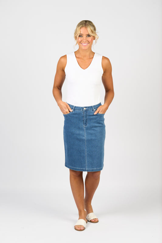 Denim Skirt -372AV - Blue Hue