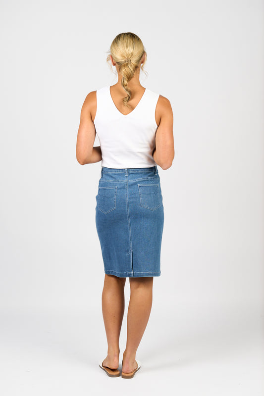 Denim Skirt -372AV - Blue Hue