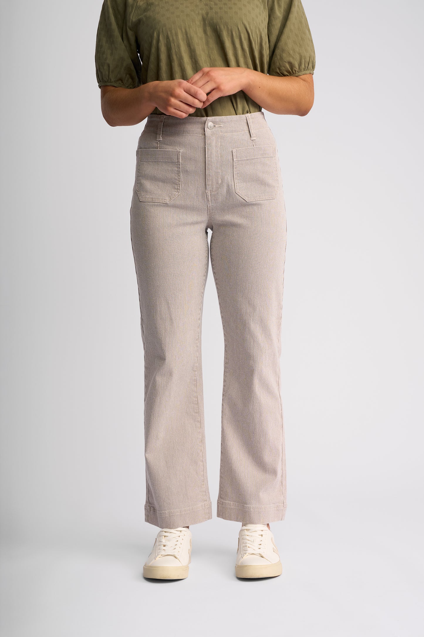 5995A - Daily Jean Ankle Grazer - Ecru Stripe Denim - (Due 2nd Week Aug)
