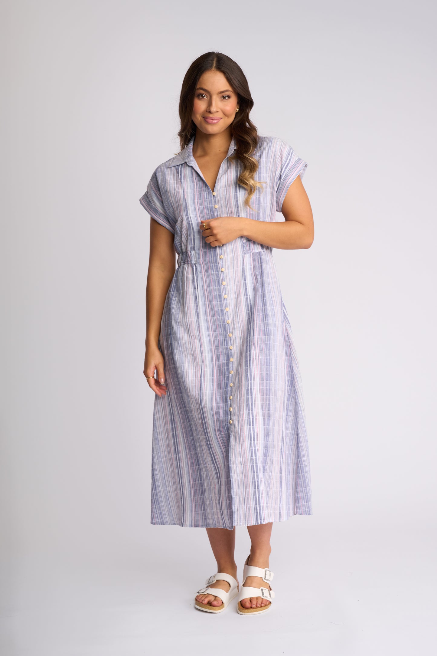 6127 - Noa Dress - Blue Stripe (Due 3rd Week Aug)