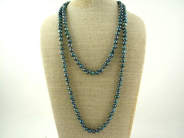 Long Black Freshwater Pearl Necklace - PL0052