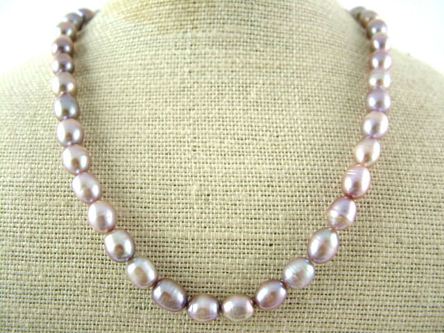 Lavender Big Oval Pearl Necklace - PL0056