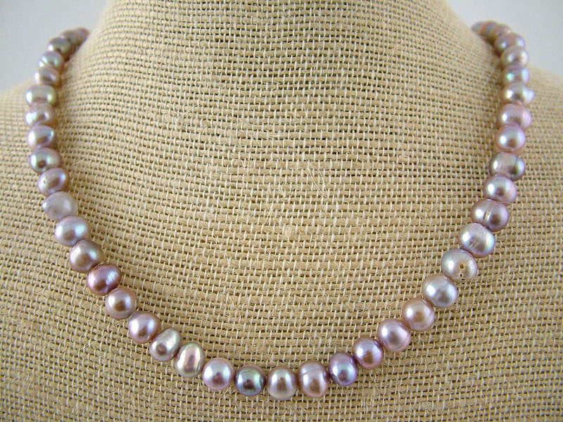 Lavender Round Pearl Necklace - PL0194