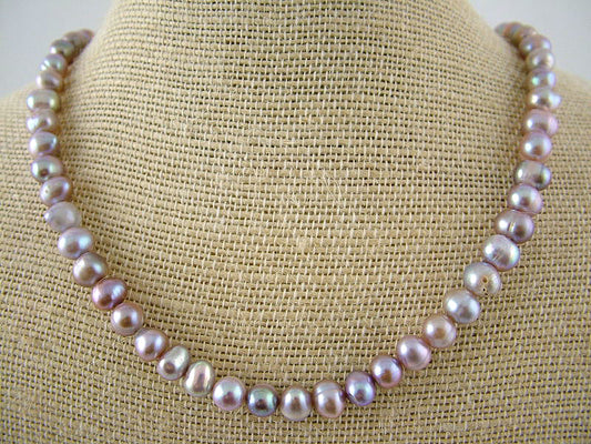 Lavender Round Pearl Necklace - PL0194