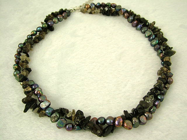 Pearl & Crystal Necklace - PL0253 - Black