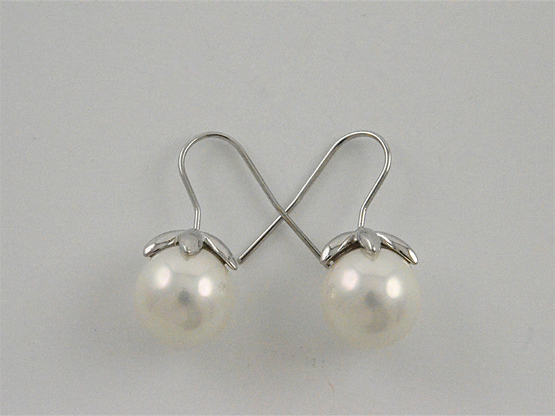 Sea-shell Pearl Earrings - White - MSE0812