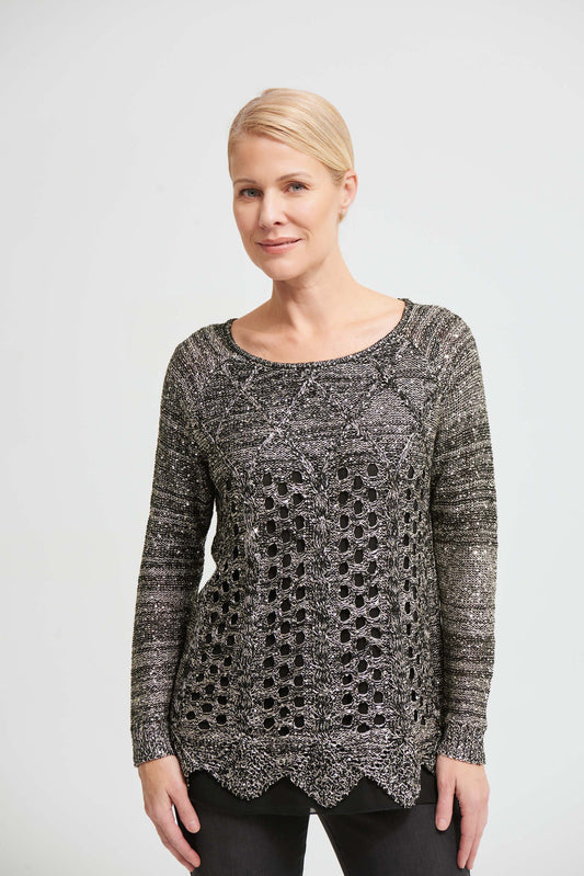 Joseph Ribkoff - Champagne/Black Glitter Top 213930 1x 20 left  - 50% Off