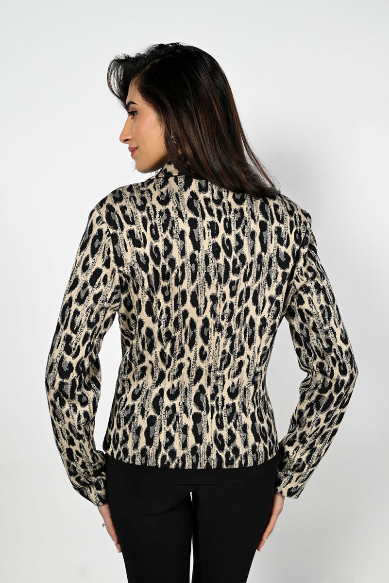 Frank Lyman - Fitted Animal Print Jacket - 223289 - Black/Gold